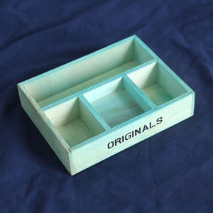 Boîte en <span class=keywords><strong>bois</strong></span> bleu naturel moderne, carrée, avec compartiments, organiseur, <span class=keywords><strong>porte</strong></span>-crayons, boîte à plantes succulentes en <span class=keywords><strong>bois</strong></span> - Product Image 4