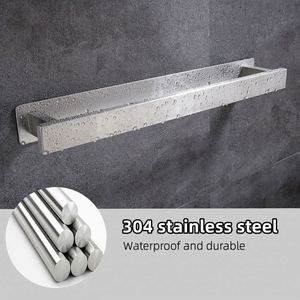 WEKIS Single <b>Wall</b>-Mounted Aluminum Towel Holder with Heater Chrome Finish Self Adhesive Towel Rack Bathroom <b>Rail</b> Bar Drilling - Product Image 4