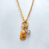Pulsera de Cadena de Acero Inoxidable Chapada en Oro de 14K con Colgante de Cristal de Fresa para Mujer, Joyería Emanco