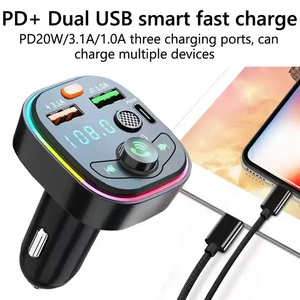 เครื่องชาร์จความเร็วสูงแบบพกพา USB Type C-C เครื่องชาร์จในรถ PD <span class=keywords><strong>อ่าน</strong></span>การ์ด TF FM เครื่องเล่น MP3แบบ BT 5.0มัลติฟังก์ชั่น - Product Image 2