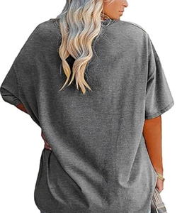 Precio de fábrica 100% algodón de gran tamaño camisetas de mujer DISEÑO DE Color personalizado de cuello redondo talla grande camisetas transpirables para la temporada de verano - Product Image 5