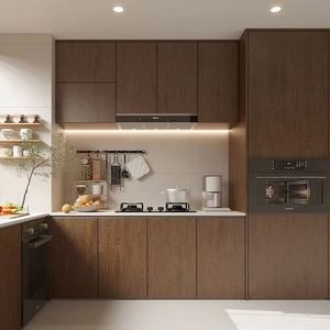 Cuisine moderne haut de gamme, style luxueux, comptoir modulaire personnalisé en stratifié, caisson en contreplaqué, robinet en verre, armoire murale - Product Image 1