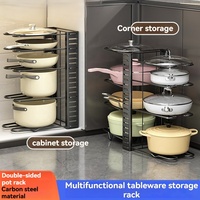 Support de rangement en métal pour casseroles, gain de place, conception à cloisons flexibles, pour sous-évier de cuisine