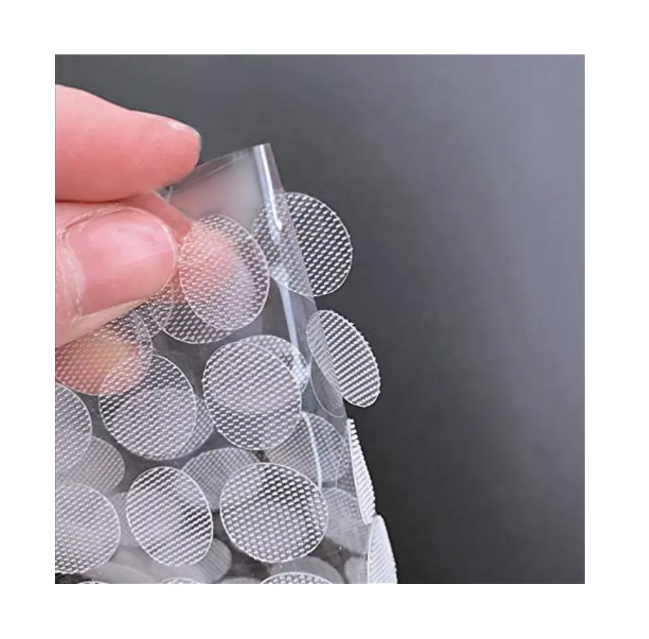 スティッキードット調節可能な透明なバルクロドットクリアフックアンドループドットナイロンホワイトインジェクションバルクロコインフックループコイン