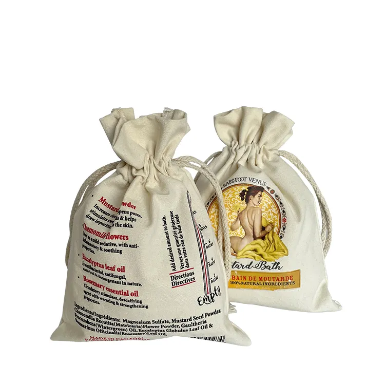 Özel Logo kullanımlık Muslin Calico organik pamuk hediye İpli çanta gıda şeker aperatifler ambalaj tuval İpli hediye kesesi çanta