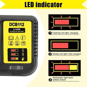 Cho Dewalt 20V Pin <span class=keywords><strong>Lithium</strong></span> <span class=keywords><strong>Ion</strong></span> DCB 112 DCB118 DCB105 Thay Thế Sạc Nhanh Công Cụ Điện Máy Khoan Điện 100W Đầu Ra - Product Image 4