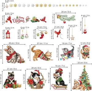 Autocollants de fenêtre réutilisables <span class=keywords><strong>Decalmile</strong></span> imprimés recto-verso, motif de chatons de Noël, oiseaux cardinaux, pour la décoration de verre - Product Image 4