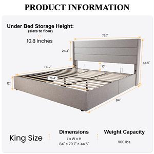 <span class=keywords><strong>Ama</strong></span> zon Marco de cama king size de tela de terciopelo tapizado personalizado con cabecero alto - Product Image 2