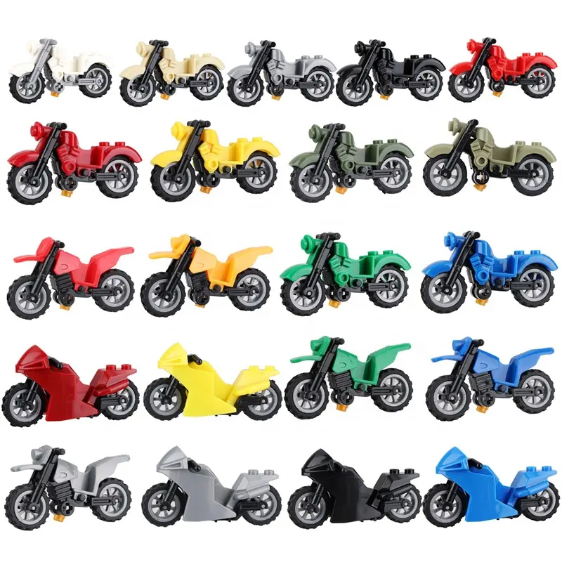 미니 다채로운 오토바이 모델 벽돌 조립 교육 선물 컬렉션 DIY 빌딩 블록 세트 어린이를위한 장난감