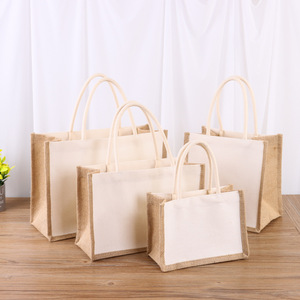 Reusable Fashion Lightweight <strong>Jute</strong> <strong>Tote</strong> <strong>Bag</strong> Drawstring Handle Eco-Friendly Large Capacity Promotional Custom Logo Shopping <strong>Bag</strong> - Product Image 2