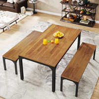 Ensemble de table à manger en bois 3 pièces avec banc Design moderne Convertible pour une utilisation en intérieur/extérieur