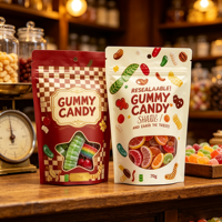Sachets Mylar personnalisés avec logo imprimé en couleur, en plastique, à fermeture éclair mate, en aluminium, pour aliments, bonbons, snacks, 1g, 2g, 3.5g