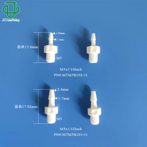 Connecteurs de tuyau en caoutchouc à angle droit mâle fileté M5 de haute qualité, adaptateurs en plastique nylon blanc, connecteurs de pagode - Product Image 3