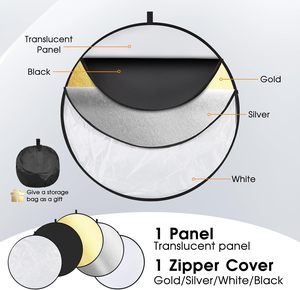 Reflector Profesional para Fotografía de 110 cm/43 Pulgadas, Plegable, 5 en 1, Redondo, Panel de Luz Suave Grande - Product Image 2