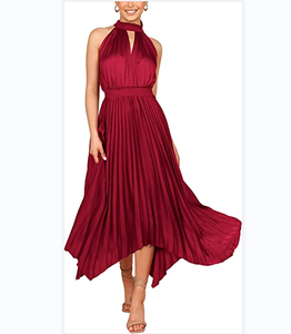 Popular Chiffon Pleated Skirt High Collar Sleeveless Clothing Loose Long <strong>Floaty</strong> Women Casual <strong>Dress</strong> <strong>Summer</strong> Sexy Chic Casual <strong>Dress</strong> - Product Image 1