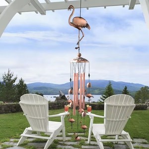 Campanas de Viento de Jardín para Regalo de Navidad, Flamingos de Latón en Tonos Oscuros, Estilo Vintage, de Cobre para Exteriores, Personalizadas - Product Image 4