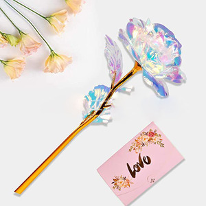 โรงงานขายส่งไฟ LED ดอกกุหลาบกาแล็กซี่เคลือบทอง 24k ในโดมแก้ว - Product Image 1