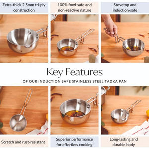 Poêle antiadhésive en acier inoxydable Tadka pour la friture, compatible gaz et induction - La plus populaire - Product Image 2