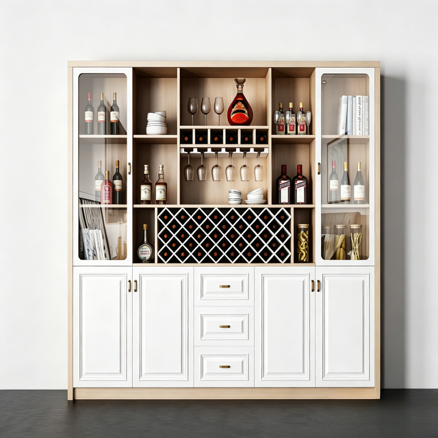BALOM Traditional Large Capacity Wine Cellar Cabinet Multi Compartment Wine Bottle Storage Cupboard for Home Villa