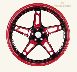 168 Ruedas Forjadas Personalizadas de 19-30 Pulgadas, Cinco Radios, Doradas y Negras, 2/3, para Ford Mustang <span class=keywords><strong>Shelby</strong></span> <span class=keywords><strong>GT500</strong></span>, <span class=keywords><strong>Chevrolet</strong></span> Camaro, Corvette C8 - Product Image 2