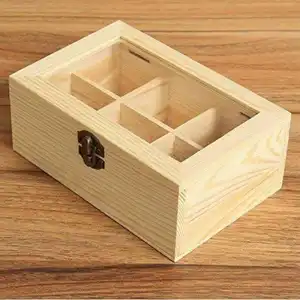 Wholesale Custom Logo Handmade Candy Gift Boxes Jewelry Compartment Wooden Box With Lock