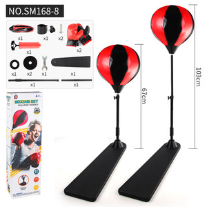 Ensemble de boxe à pédale pour enfants avec ballon de vitesse réglable, sac de frappe rouge et noir, jouet d'entraînement de réaction pour fitness en intérieur - Product Image 3