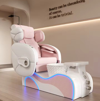 Base de réservoir en verre rose Massage complet du corps Pédicure Spa Chaise avec tabouret Foot Spa Circulation automatique de l'eau Chaise de soins des pieds