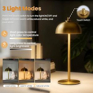 Lámpara de Mesa Inalámbrica de 5200 mAh con Base Antideslizante, Sensor Táctil en la Cabeza, Luz Inalámbrica para Restaurante - Product Image 4