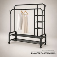 Porte-vêtements pliable télescopique détachable à montage rapide sans outils pour appartement, chambre, petit espace, rangement domestique