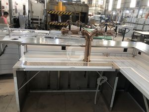 Estación de coctelería, barra de acero inoxidable, mesa profesional para bar de cocteles, diseño de estación con refrigerador. - Product Image 5