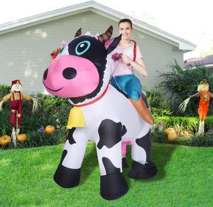 Famille <span class=keywords><strong>Cowboy</strong></span> 6ft Costume pour l'extérieur <span class=keywords><strong>gonflable</strong></span> PVC vache mascotte Costume tour vache Costume Costume adultes pour carnaval divertissement - Product Image 2