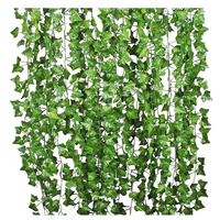 12 paquets de fausses feuilles de lierre, vignes, plantes en soie artificielle, guirlandes pour mur, jardin, décoration de la maison, vert 84 pieds