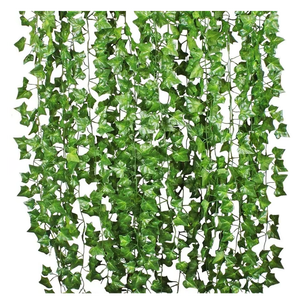 12 paquets de fausses feuilles de lierre, vignes, plantes en soie artificielle, guirlandes pour mur, jardin, décoration de la maison, vert 84 pieds - Product Image 1