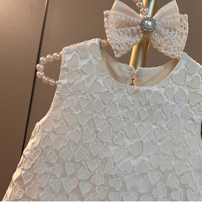 Abito Estivo 2024 per Bambine, <span class=keywords><strong>Vestito</strong></span> <span class=keywords><strong>Principessa</strong></span> con Fiocco, Lunghezza al Ginocchio, Tinta Unita, ODM - Product Image 3