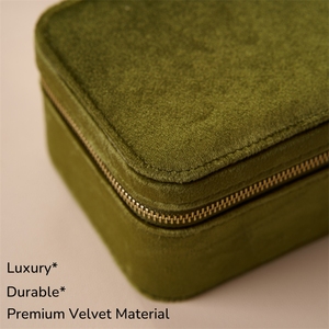 Promotion Luxury 2-Layer Green Velvet Jewelry Organizer Box Travel Zipper <strong>Jewellery</strong> Case <strong>Storage</strong> - Product Image 4