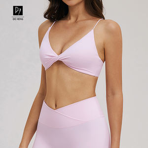 Soutien-gorge de sport à col en V et <span class=keywords><strong>dos</strong></span> croisé, à fines bretelles, idéal pour le yoga, les exercices sportifs et le fitness - Product Image 1