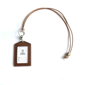 Porte-badge en cuir véritable avec fenêtre transparente et cordon, porte-carte d'identité en cuir Crazy Horse vintage pour le bureau et <span class=keywords><strong>l</strong></span>'école - Product Image 5