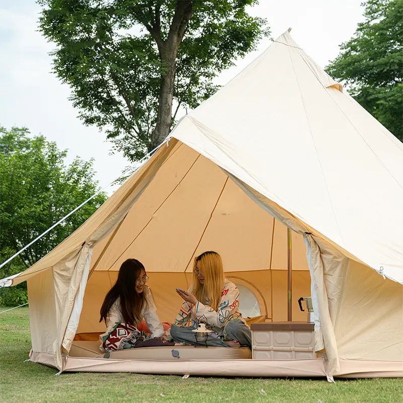 Tùy chỉnh gia đình lớn cắm trại Dome chuông yurt lều ngoài trời không thấm nước bông vải cho gia đình