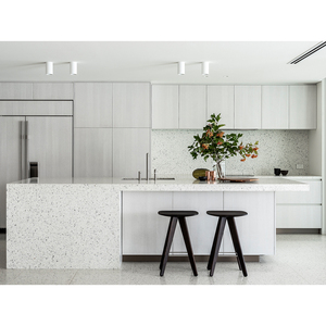 Directo de fábrica Casa Apartamento Roble natural blanco Gabinetes de cocina <span class=keywords><strong>integrales</strong></span> Diseño Gabinete de cocina de madera de estilo americano con Isla - Product Image 2