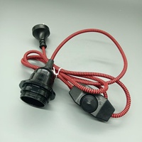 Juego de Cable Trenzado para Lámpara con Enchufe AU, Portalámparas E27 con Interruptor Regulador de Intensidad y Anillo de Fijación para Lámpara Colgante Vintage