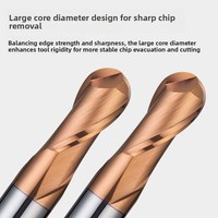 PULSTOOL Fraise à queue sphérique en carbure haute précision à 2 cannelures, angle de hélice 45°, revêtement TiCN, pour usinage CNC, acier pour moules OEM 55/60HRC