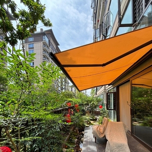 Tetto a baldacchino elettrico a forma di scatola piena pensilina per terrazzo tettoia automatica telescopica pieghevole pioggia in acrilico telaio in alluminio - Product Image 1