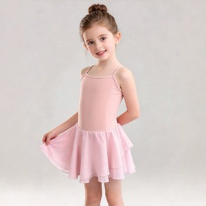 Justaucorps de ballet pour filles avec jupe, robe d'entraînement de danse extensible sans manches, costume de scène pour enfants - Product Image 4