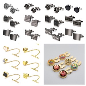 Wholesale Zinc Alloy <b>Cufflinks</b> <b>Shirt</b> Cover Button Clips and <b>Shirt</b> Studs with Smooth Box Cover. Custom Logo Printing Available - Product Image 4