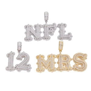 <span class=keywords><strong>Collier</strong></span> avec initiale en majuscule, chaîne cubaine, bijoux personnalisés pour femmes et hommes, plaqué or avec pierre en zircon - Product Image 1