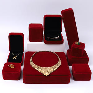 Boîtes à bijoux antiques en velours rectangle moderne personnalisées emballage de bijoux en velours de luxe forme rectangle - Product Image 3