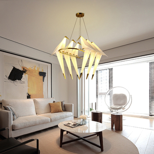 Lampadario a sospensione singolo a led origami lampadari moderni per uccelli intelligenti lampade a soffitto lampada fornitore oro - Product Image 5