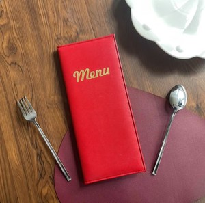 Porta Menu Classico in Pelle PU Morbida e Peluche con Logo Dorato, <span class=keywords><strong>per</strong></span> Ristoranti e Bar Occidentali, Pieghevole con Chiusura in Rame - Product Image 1
