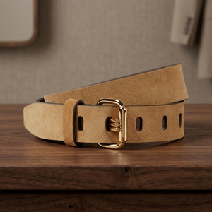 Ceinture en cuir véritable de buffle et de vache, boucle carrée en acier, style vintage, écologique, imperméable, mode masculine, durable et robuste - Product Image 1