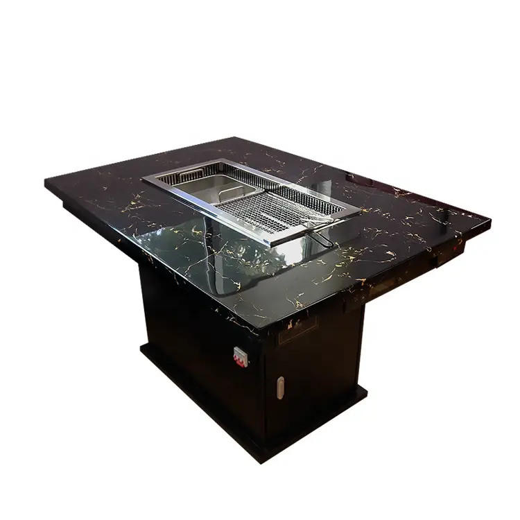 Yawei commercial baking and rinsing table marble table top barbecue hot pot table